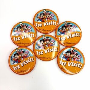 Disney Yellow Walt Disney World First 1st Visit Buttons Pins 6PC Bundle